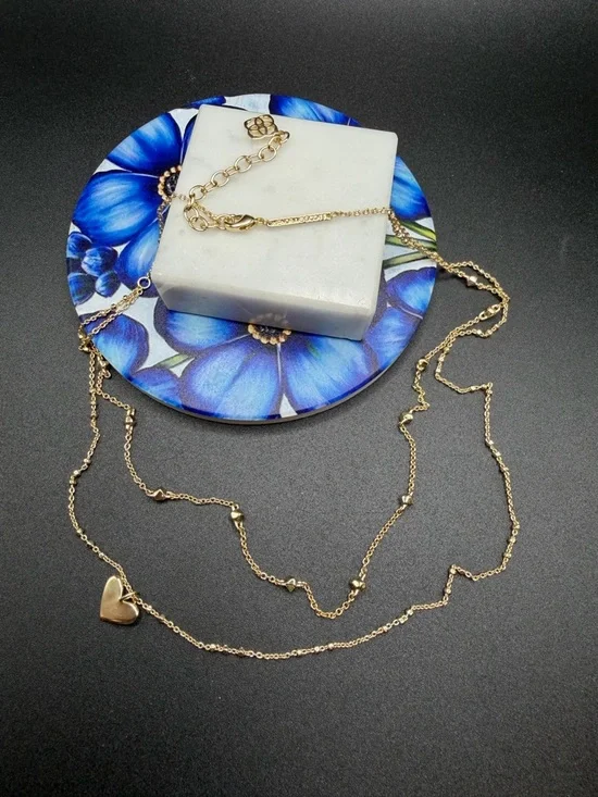 Kendra Scott Ari Heart Multi Strand Necklace gold tone #E441 - Picture 1 of 7